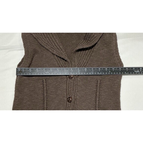 Eddie Bauer Knit Sweater Vest Womens Small Brown 100% Cotton Cowl Neck - Picture 7 of 8